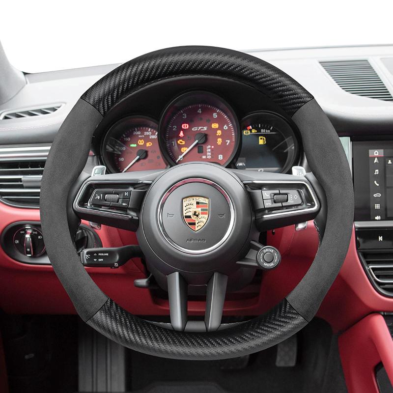 AABKV1 Чехол на руль из замши и углеродного волокна для Porsche Подходит для Macan Cayenne 958 911 997 957 92a Panamera 970 Gts Copa 718 Taycan GT3