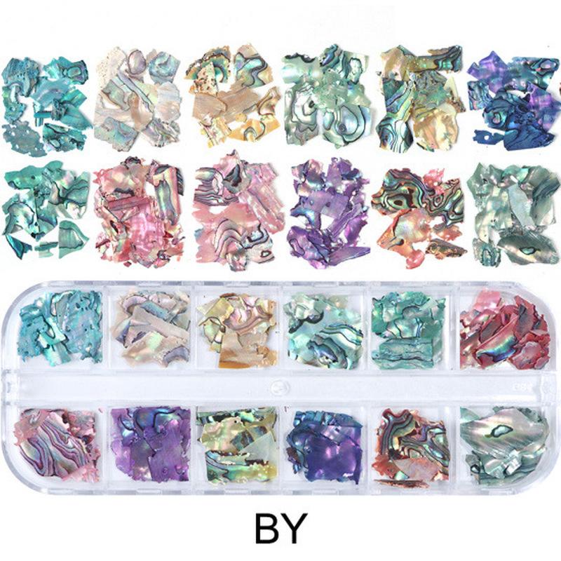 12 сеток для ногтей, фрагменты раковины морского ушка, текстура, натуральная морская ракушка, 3d очаровательное украшение для дизайна ногтей, срез, инструменты для салона красоты «сделай сам»