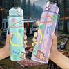 1PC Color Doodle Art Print 750ml Color Plastic Sports Water Bottle Leakproof Flip Straw Lid Suitable for Sports Office Home Use