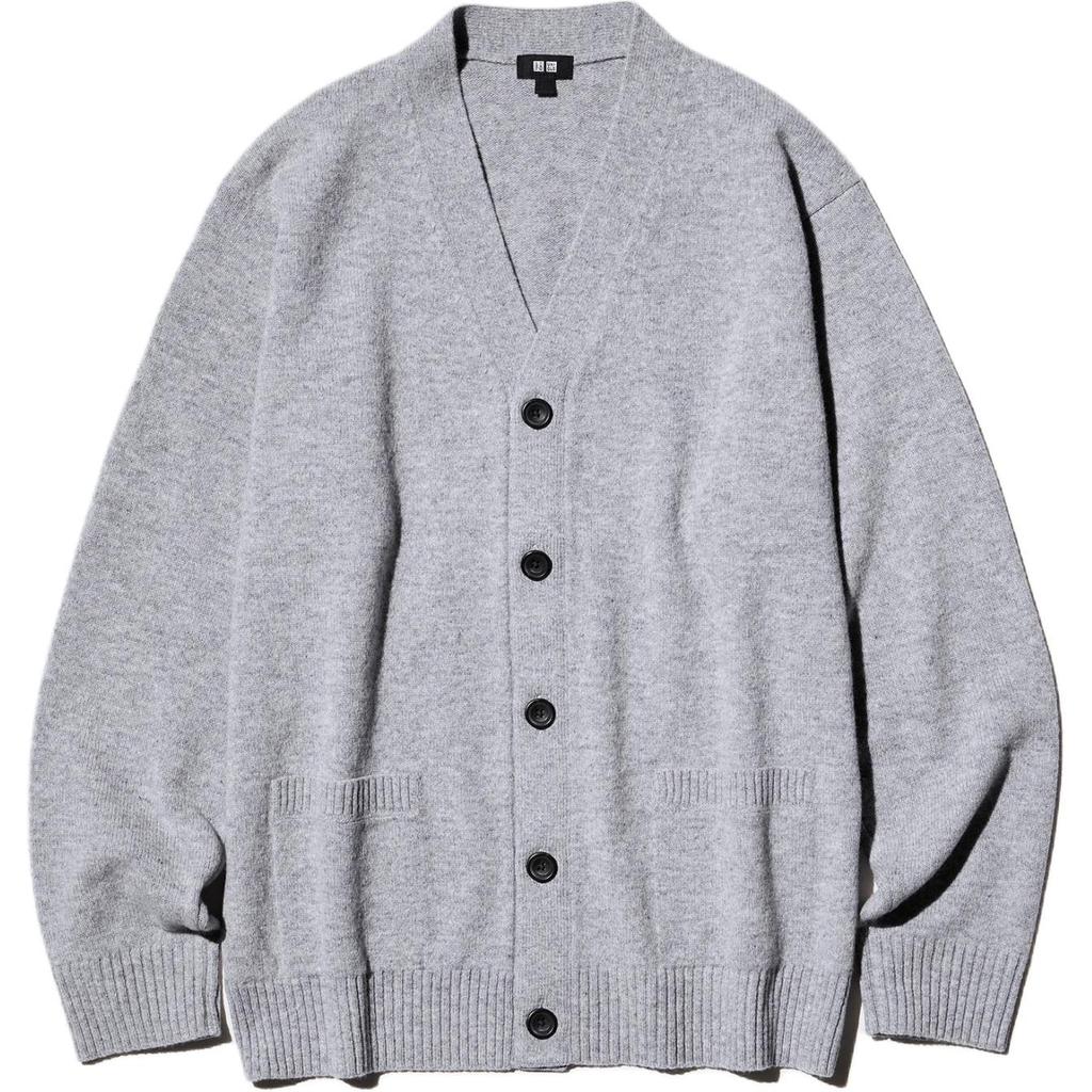 Uniqlo Однотонный вязаный свитер с V-образным вырезом, длинным рукавом и пуговицами, унисекс, 478547-04