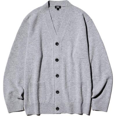 Uniqlo Однотонный вязаный свитер с V-образным вырезом, длинным рукавом и пуговицами, унисекс, 478547-04