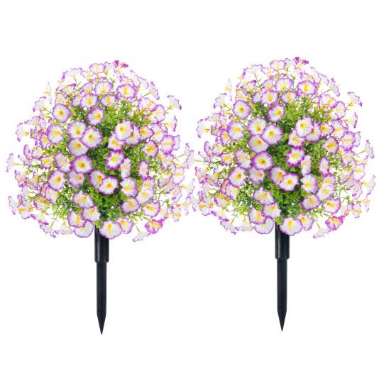 Faux Morning Glory Flowers Artificial Morning Glory Bush with Ground Spike Realistic Fake Greenery Shrubs for Farmhouse Porch Patio Decoration