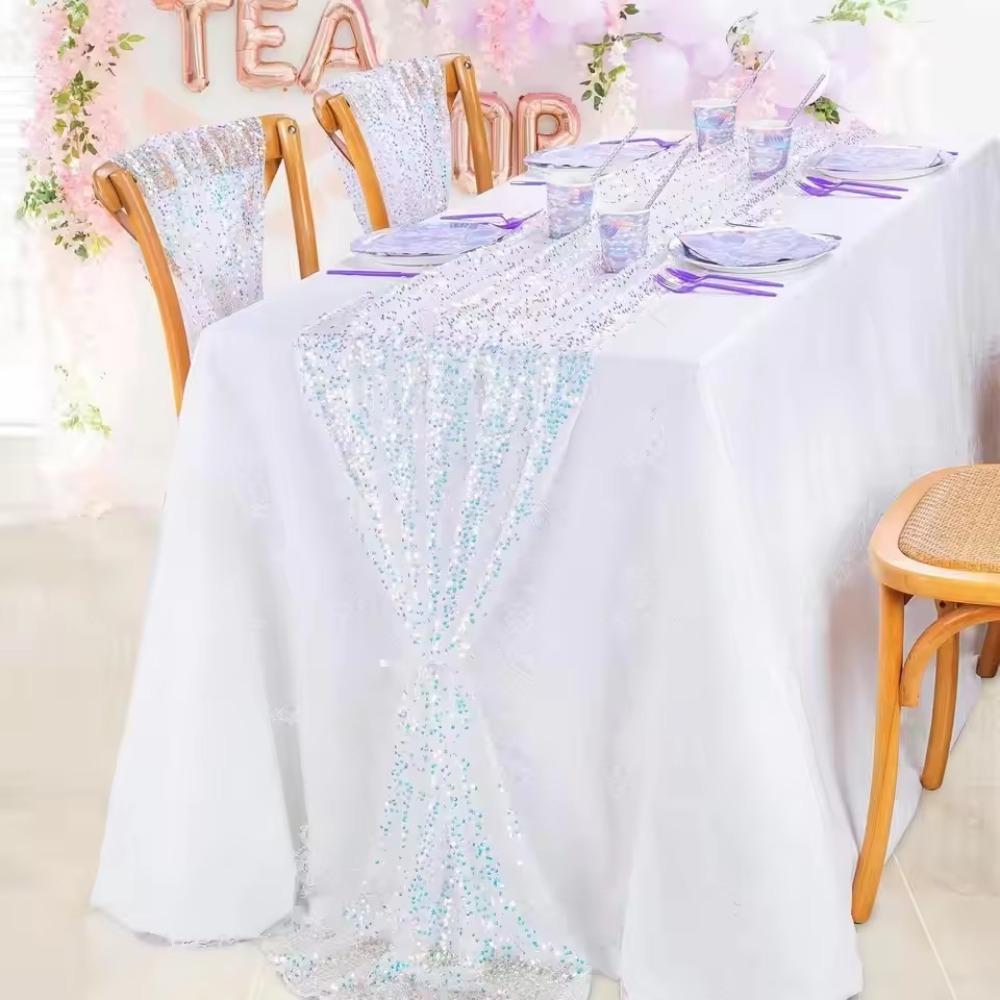 Glitter Mermaid Theme Table Runner Rectangular Table Cover Gorgeous Table Cloth  Wedding