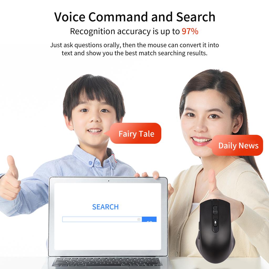 DOSMONO 2,4G Беспроводная интеллектуальная голосовая мышь-переводчик с 6 кнопками для ноутбука, ПК, компьютера, поддержка Windows