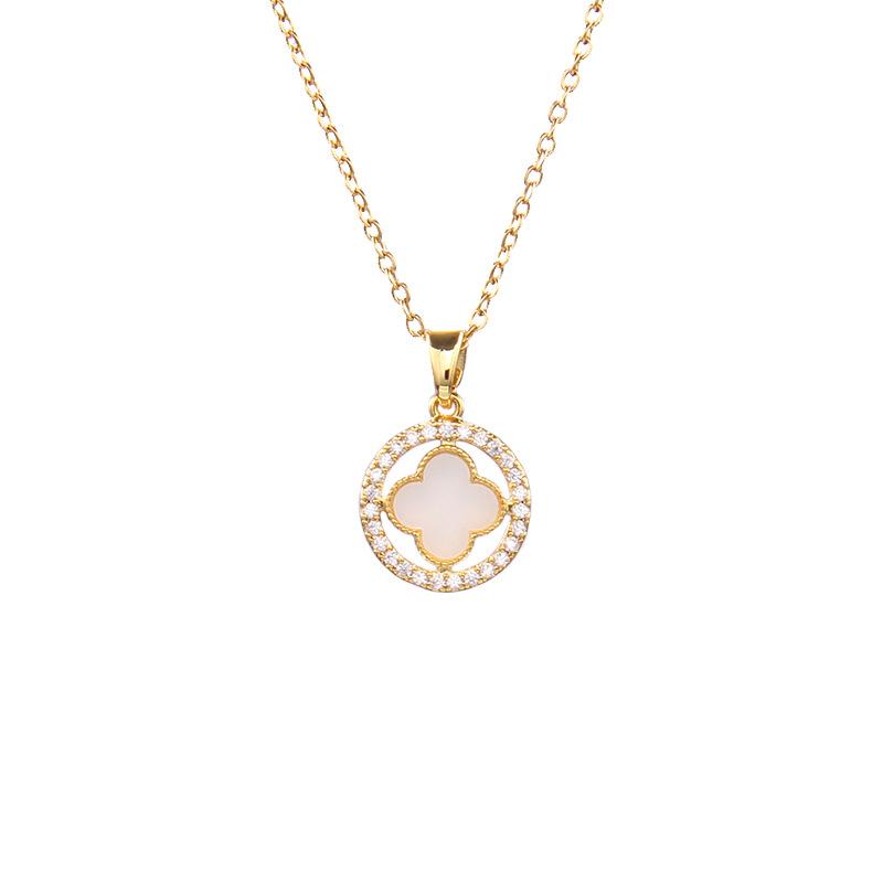 Новое двухстороннее ожерелье с четырьмя листьями травы, женские украшения из титановой стали