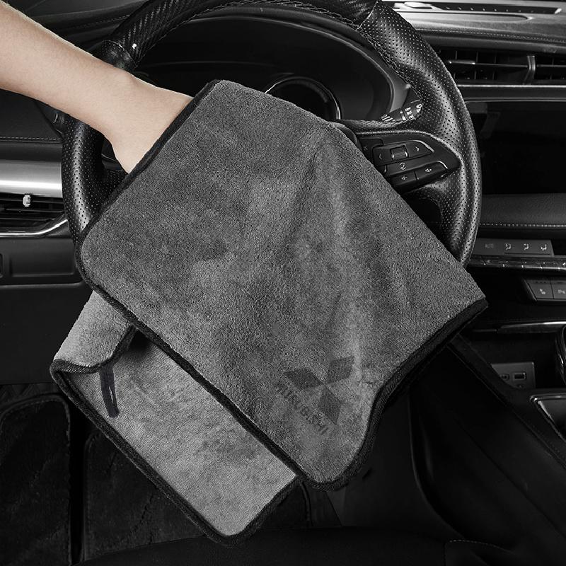 Car Wash Microfiber Towel Auto Emblem Cleaning Drying Rag For Mitsubishi Lancer Asx Outlander 3 L200 Pajero Cloth Auto Accessory