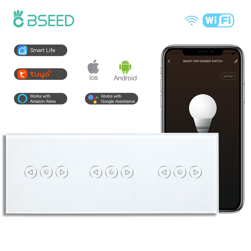 BSEED Wifi Диммерные Переключатели 1-клавишный Умный Сенсорный Переключатель Вверх Вниз Tuya Smart Life Приложение Alexa С EU Розеткой Тип-c USB Портами