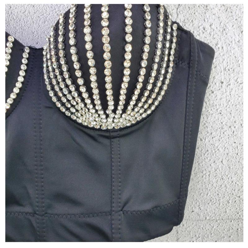 High-quality Handcrafted Crystal Bead Shell-patterned Mini Tank Top Strapless Dancer Performance Lightweight Luxury Retro Fitted Top Camis & Tank Tops