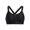 Solid Color Zip Double Strap Sports Bra Women Underwear Black 1374122-001