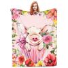 Pink cartoon pig blanket pet piggy flannel blanket home sofa travel blanket