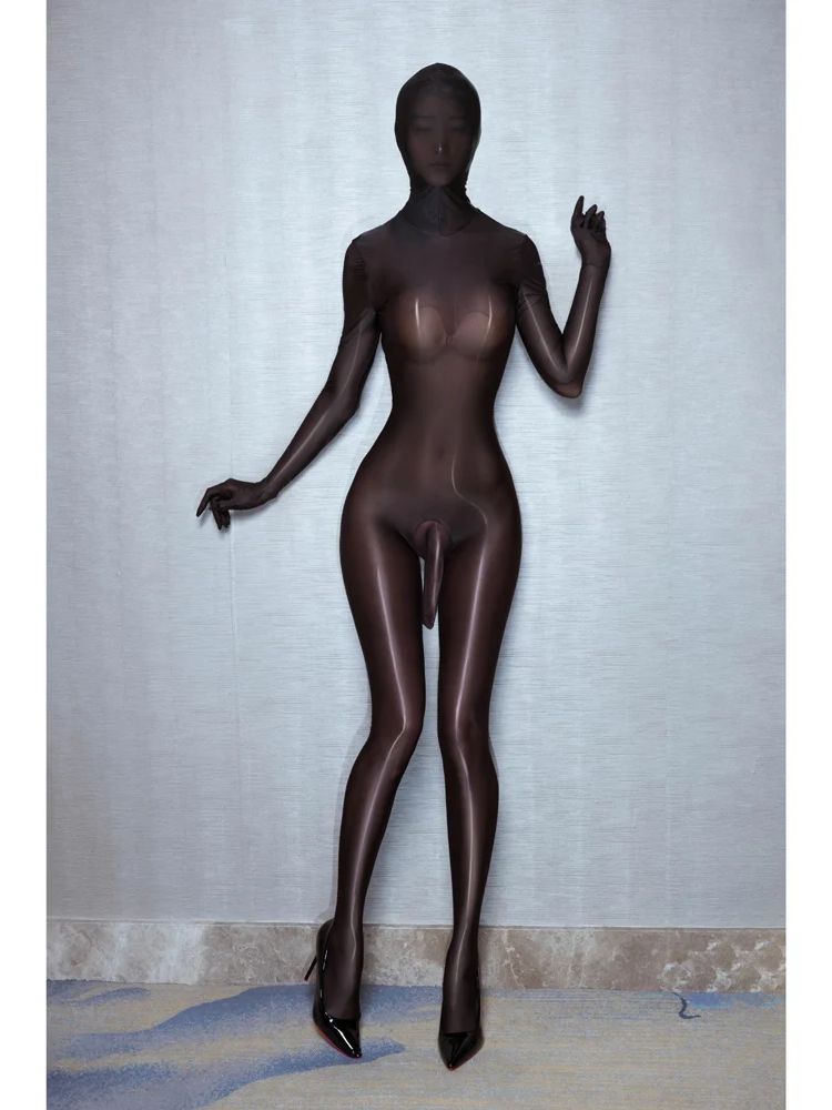 M XL Отдельные пальцы Синтетическое волокно Костюм-catsuit Боди-стокинг Чехол для пениса С капюшоном Зентаи Комбинезон Прозрачные леггинсы Трико leotard Слитное интимное белье