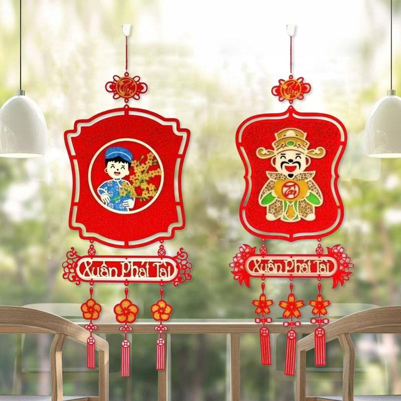 Вьетнамское украшение на Новый год 2026 Китайский Праздник Весны Счастливый кулон с кисточкой Украшение на окно и стену для Китайского Нового года