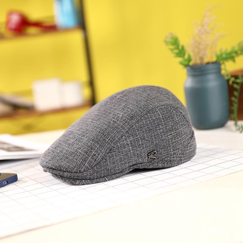 Forward hat men's spring and summer new middle-aged and elderly thin material cotton and linen sunshade breathable beret cap painter newsboy hat