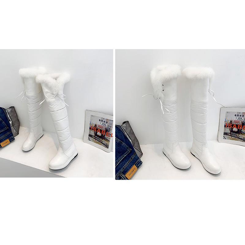 Женские зимние сапоги, удобные водонепроницаемые сапоги на плоской подошве большого размера, теплые плюшевые сапоги до колена