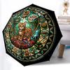 Royal Cat Glass pattern umbrella, portable and foldable design, 8 ribs, a casual accessory for Halloween, Christmas, and birthday gifts.