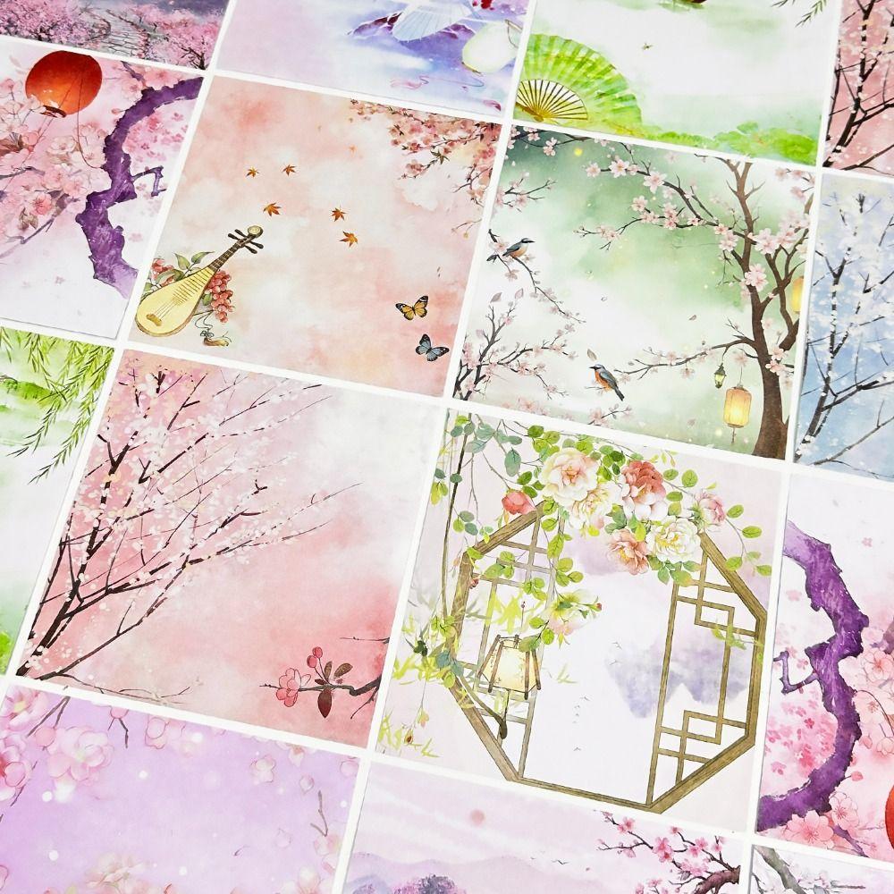 60 Sheets Chinese Style Floral Craft Paper Double-Sided Printed Folding Paper  DIY Scrapbooking
