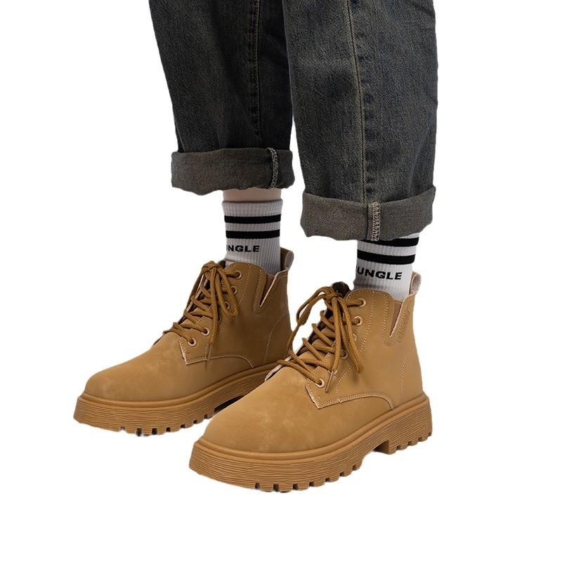 Глобальные желтые ботинки мужские ZHQ-HY727 весенние ботинки для отдыха на природе в британском стиле ботинки Martin с высоким берцем на толстой подошве