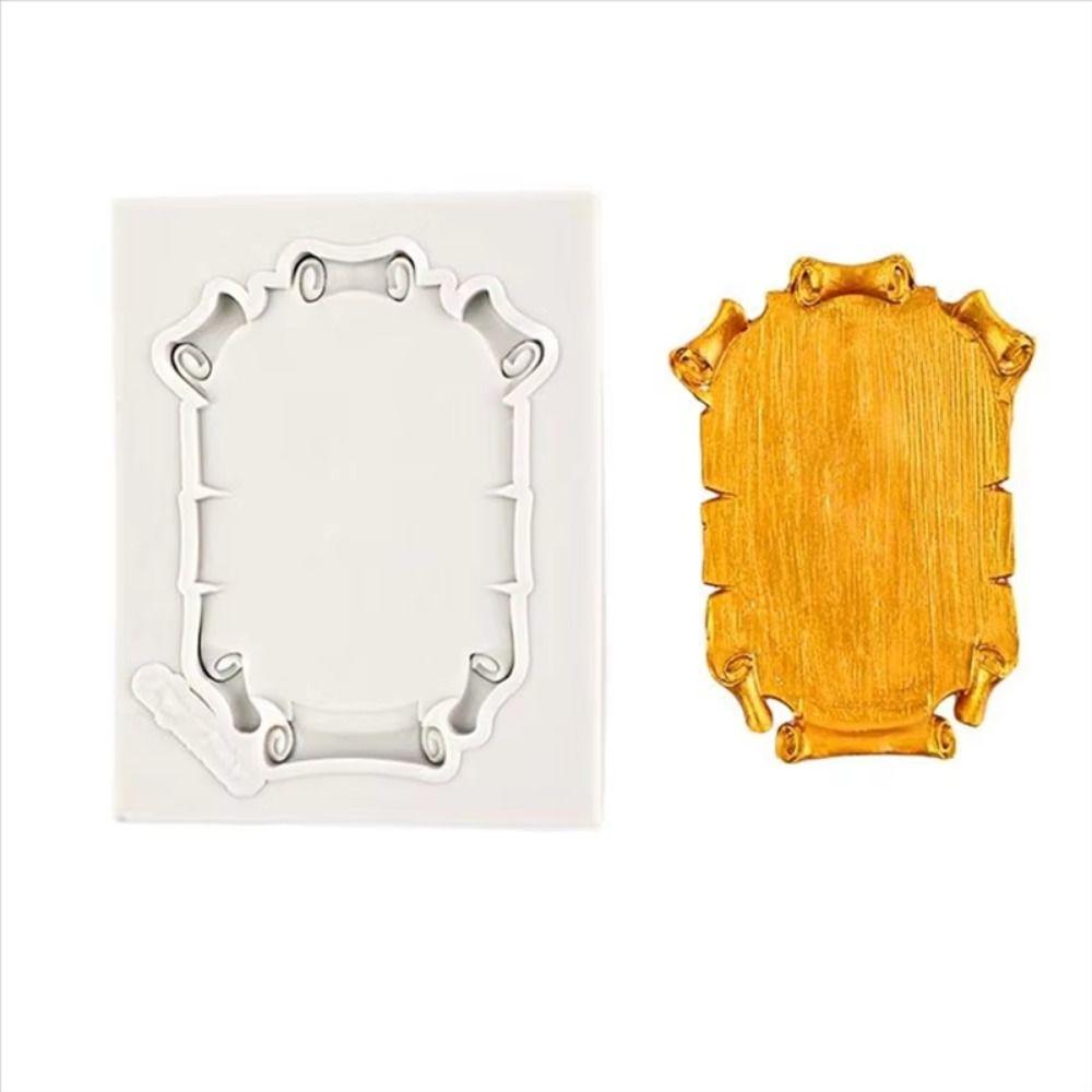 4Pcs Baroque Photo Frame Fondant Molds Vintage Photo Frame Molds Air Dry Clay Molds  Kitchen Baking
