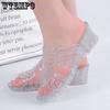 Summer Sandals Women's Crystal Plastic High-heeled Thick Soled Women's Sandals Slip-heeled Outdoor Anti-slip Versatile Sandals