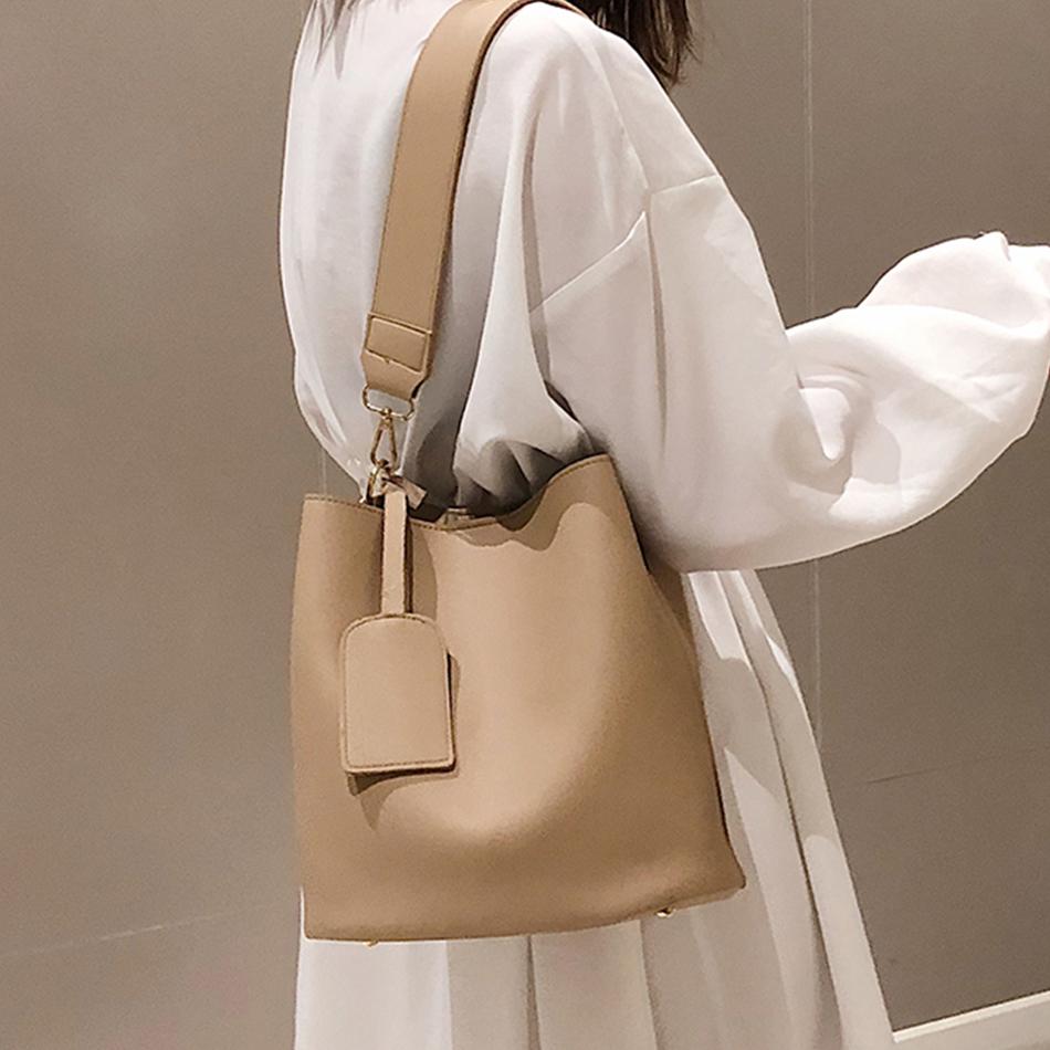 Сумка через плечо из искусственной кожи для женщин, повседневная женская сумка, большая вместимость, женский дизайн, модный комплект из 2 предметов