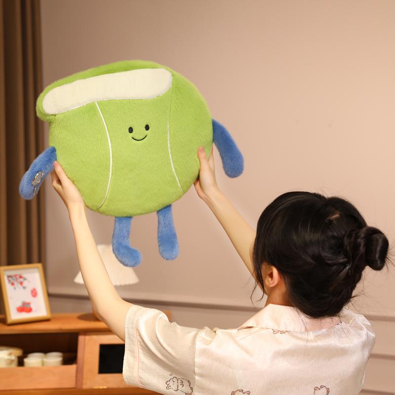 Novel Tennis and Tennis Racket Plush Toys Kawaii Tennis Sports Doll Soft Tennis Ball Stuffed Pillows Fun Sofa Decorative Cushion
