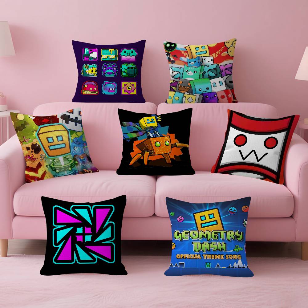Game Geometry cartoon Dash Pillow Cover Design cushion Cover decor Holiday Decorati