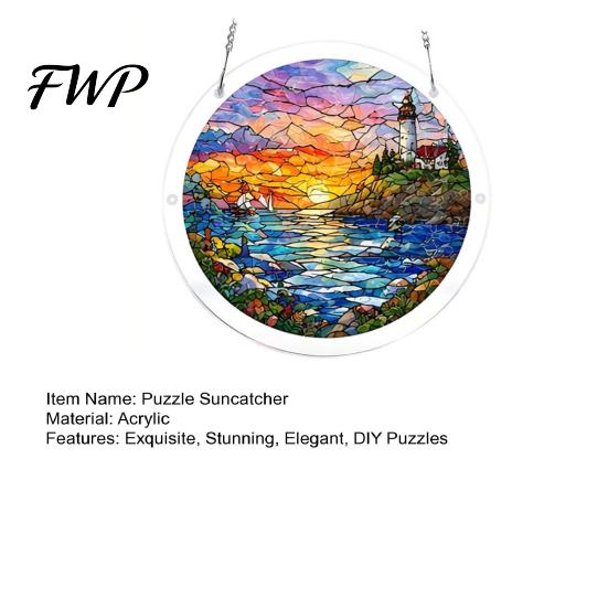 Scratch-resistant Acrylic Decor Puzzle Suncatcher Stained Glass Effect Window Hanging Ornament DIY Colorful Light Reflector Art Sun Catcher