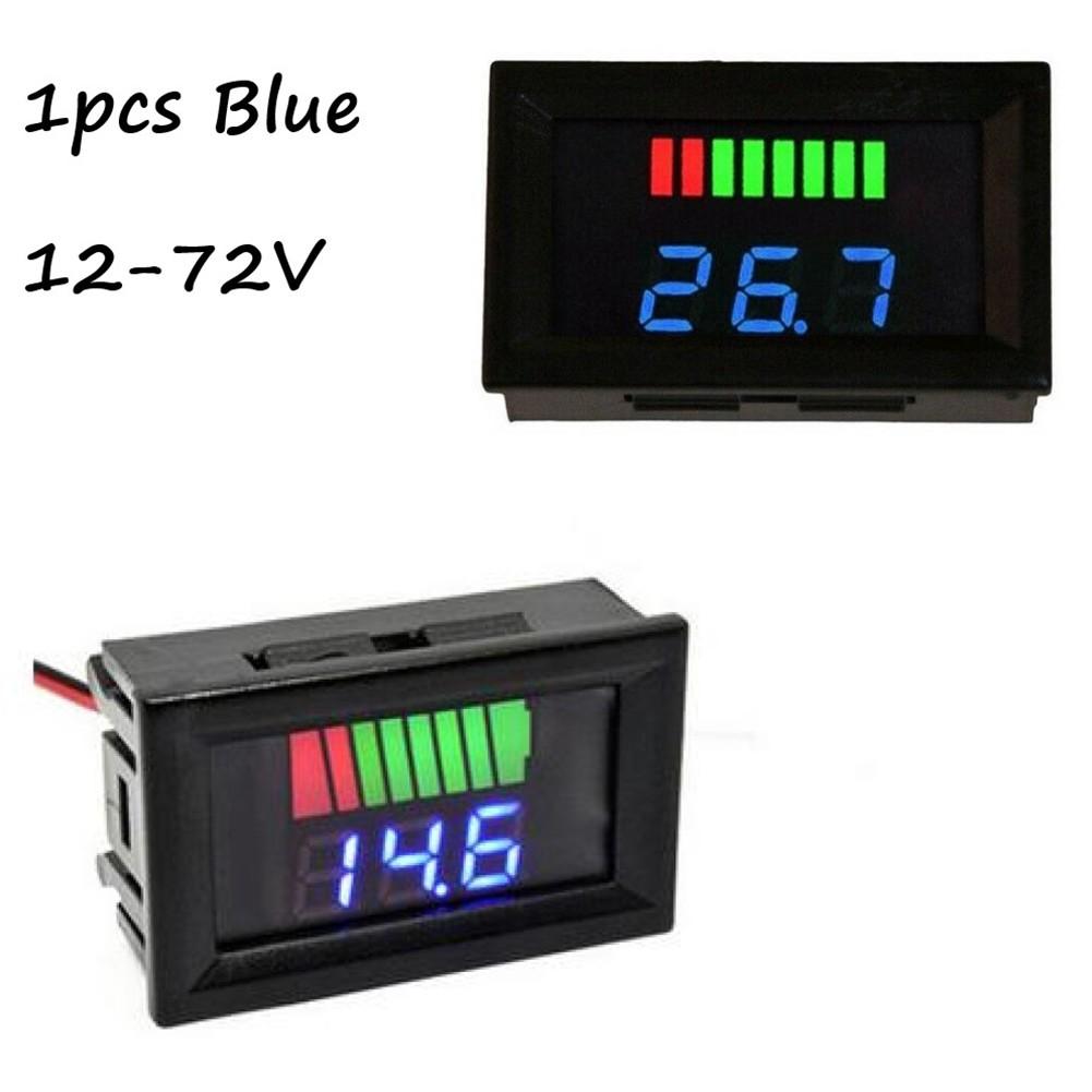 LED Digital Voltmeter Battery Fuel Gauge Suitable For Marine Motorcycle 12V-72V