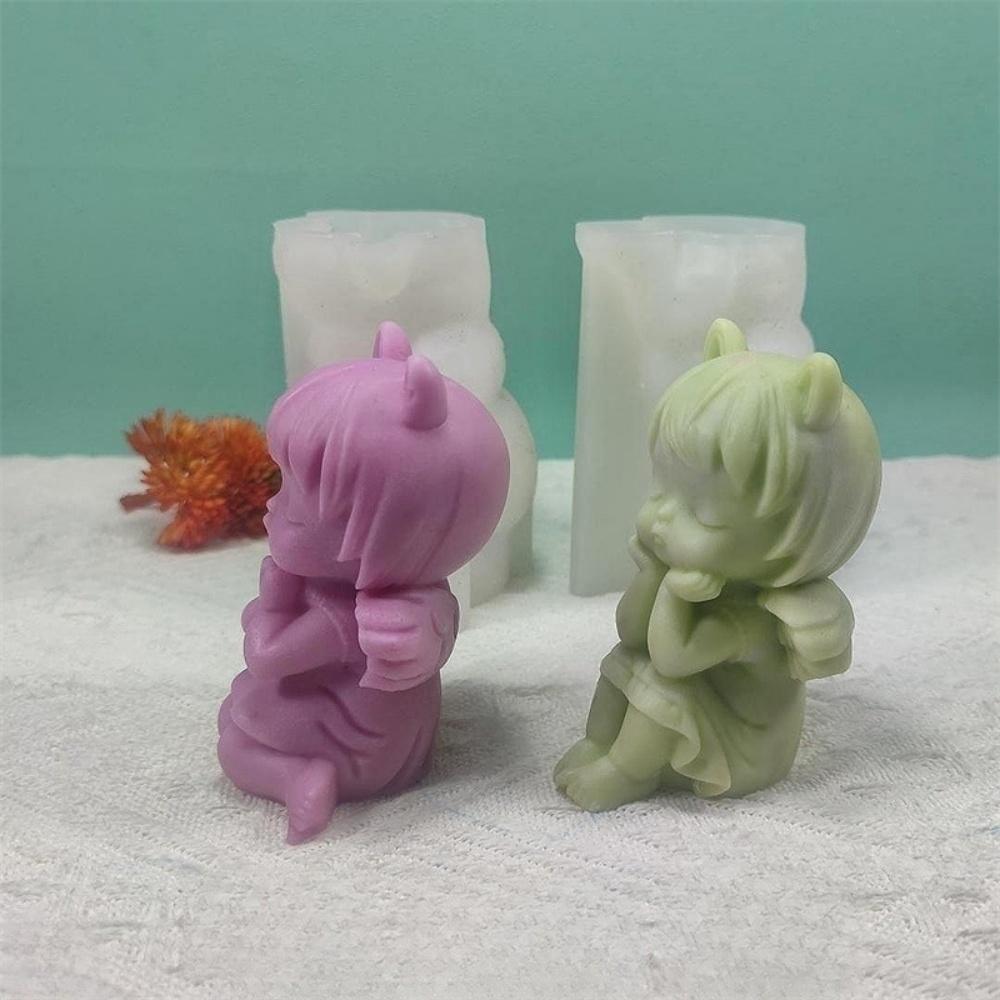 3D Силиконовая форма для свечи «Девочка, собирающая цветы», DIY, Крылья желаний, Девочка, свеча, форма для гипса, мыла, смолы, инструмент для выпечки шоколадного торта, подарок