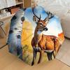 1pc Deer in Autumnal Forest Umbrella with Plastic Handle,Suitable for All Seasons Home Travel Outdoor UmbrellaDD462