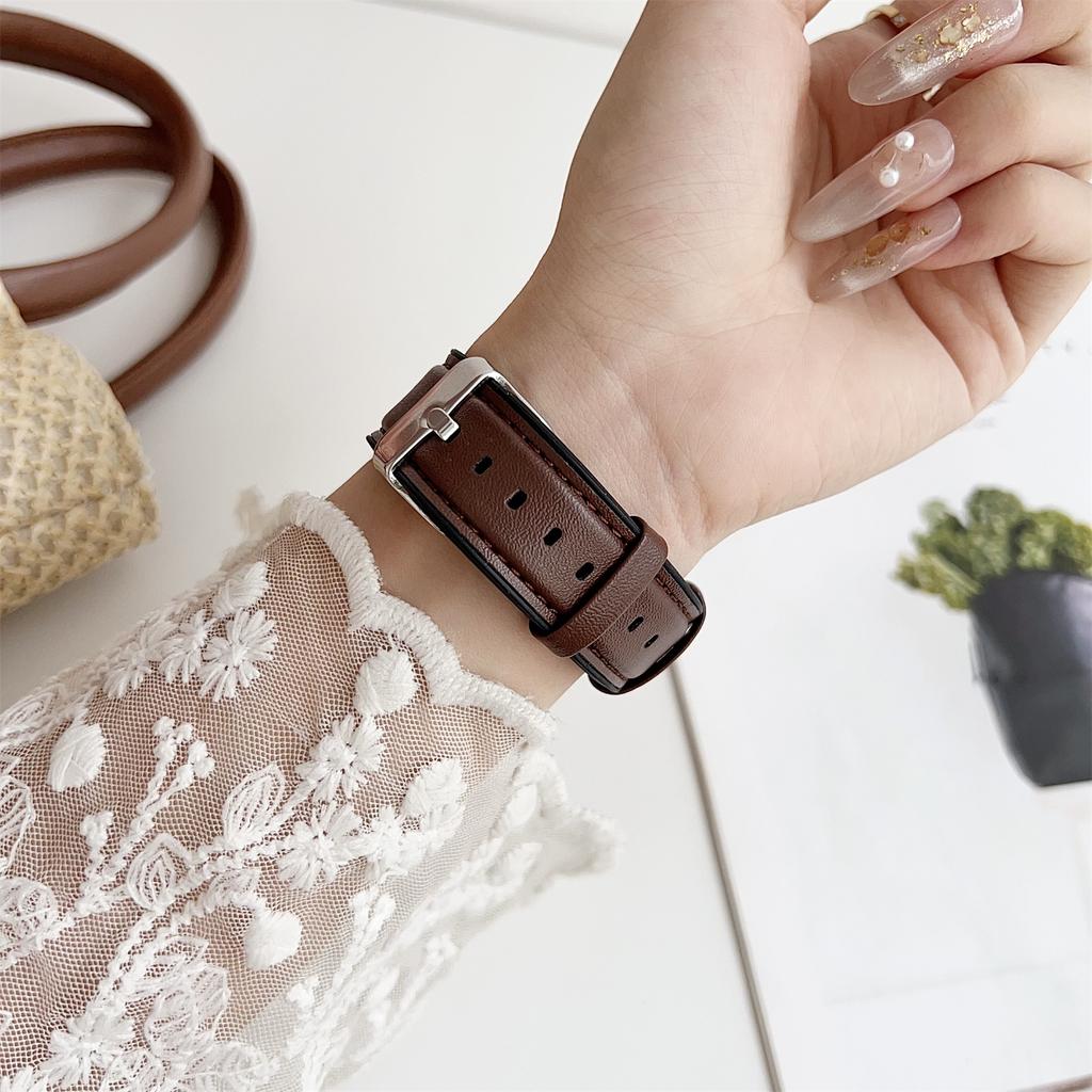 20mm Watch Band for Samsung Galaxy Watch7 44mm/40mm Flat End Napa Texture PU Covered Silicone Strap