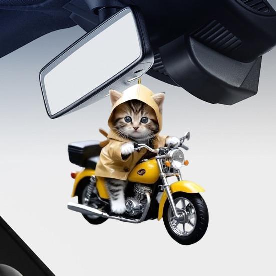 Super Cute Car Mirror Hanging Ornament with Lanyard Easy To Hang Xmas Tree Cat Shaped ADM