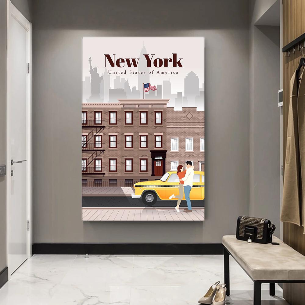 Urban Tourism Architecture Poster Wall Art Oil Painting Printmaking Modern Urban Architecture Landscape Painting Living Room