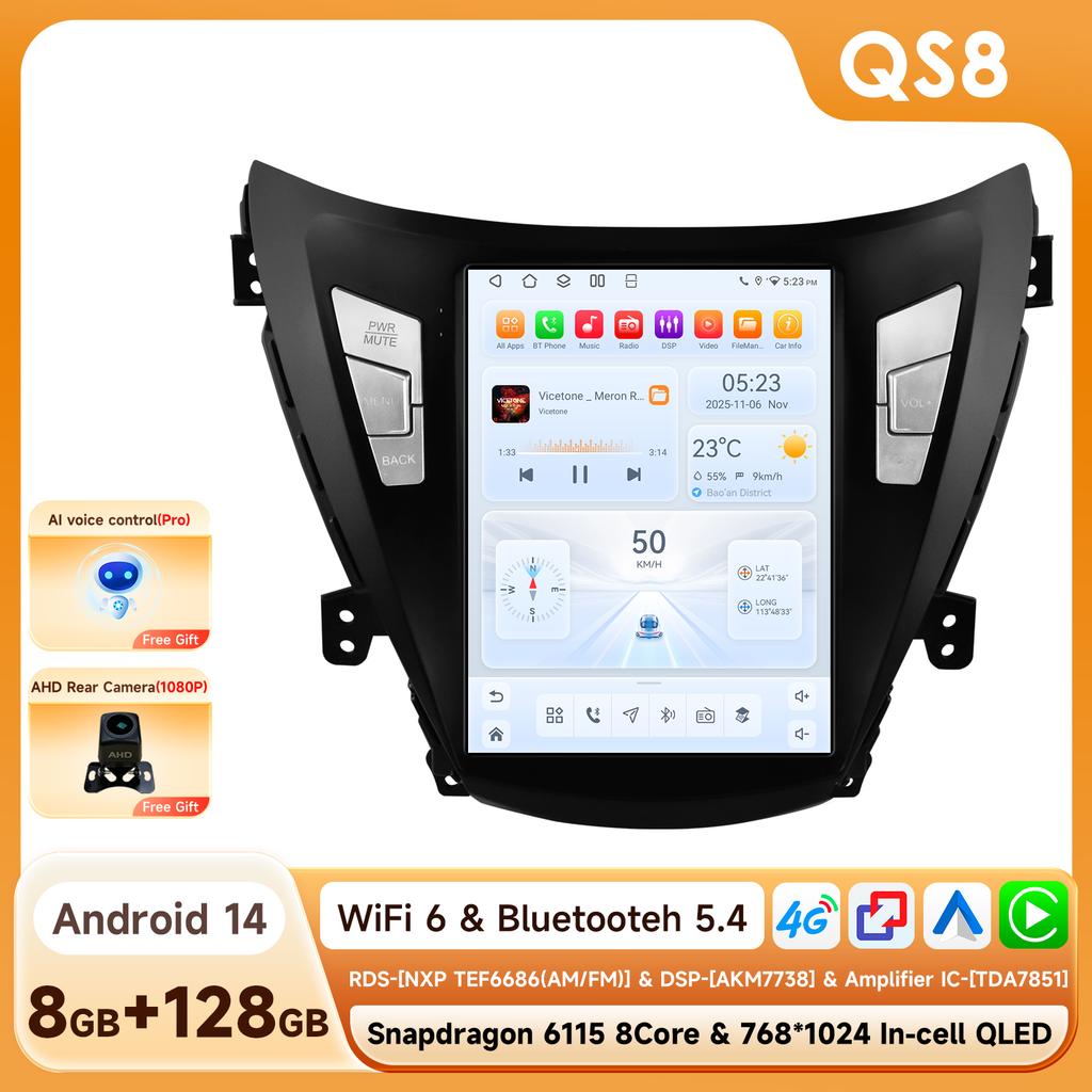 Android Car Radio Player for Hyundai Elantra Avante I35 2011-2013 6115 Carplay SWC GPS Car Intelligent 9.7inch Vertical Screen