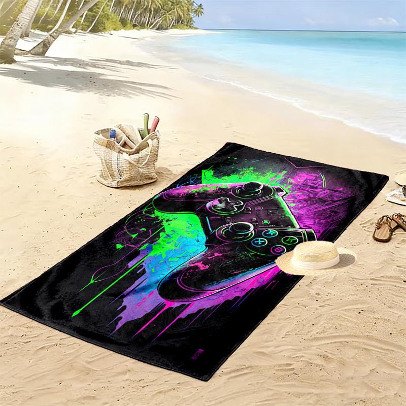 Gamepad Print Beach Towel, Large Soft Quick Dry Towel for Beach Camping Swimming