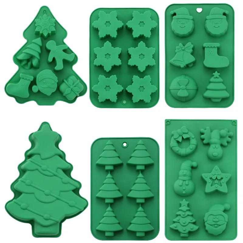 Christmas Silicone Mold Christmas Tree Snowflake Elk Chocolate Cake Biscuit Candy Mold DIY Gingerbread Mans Baking Utensils