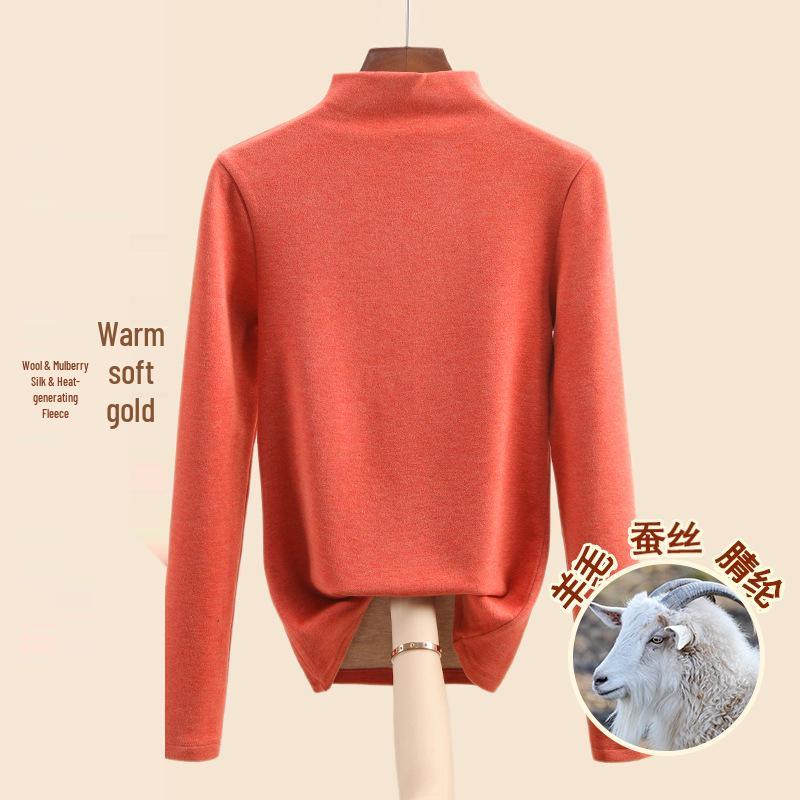 Женский теплый базовый слой из шелка тутового дерева и шерсти с флисовой подкладкой, со средней высотой горловины, коллекция осень/зима 2025
