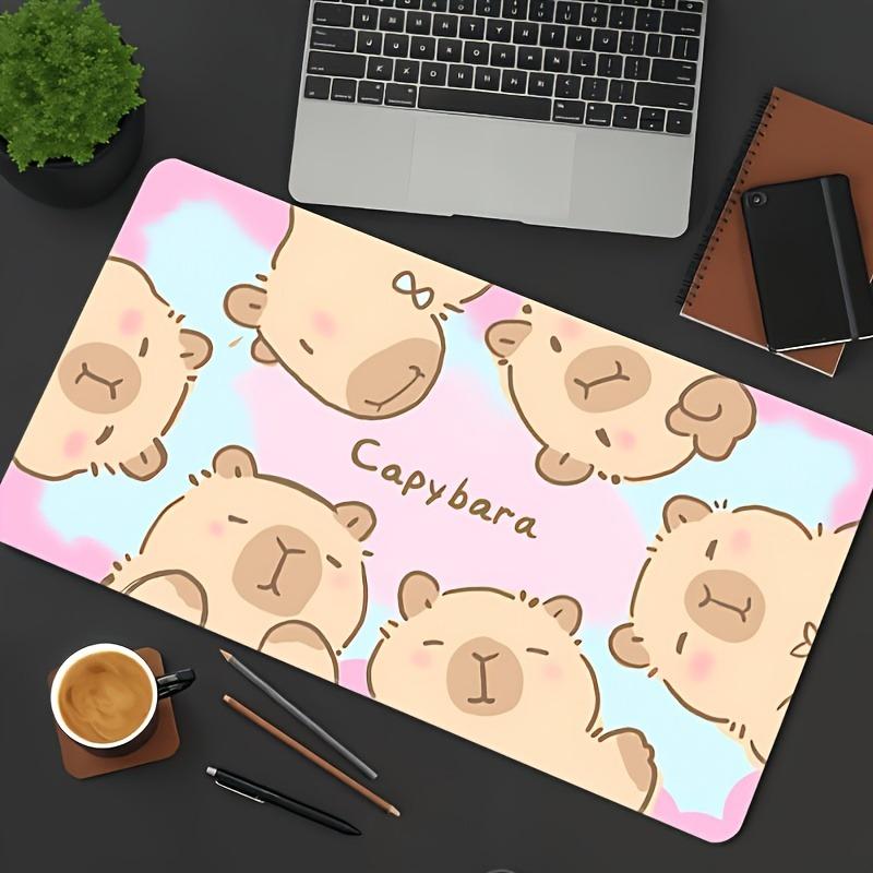 XXL Large Cute Capybara Mouse Pad Kawaii Cartoon Design Non-Slip Rubber Base 900X400 desk mat Gaming Office Keyboard Accessories