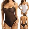 Women's Sexy Lingerie Mesh Suspender Solid Color Backless One-piece Underwear