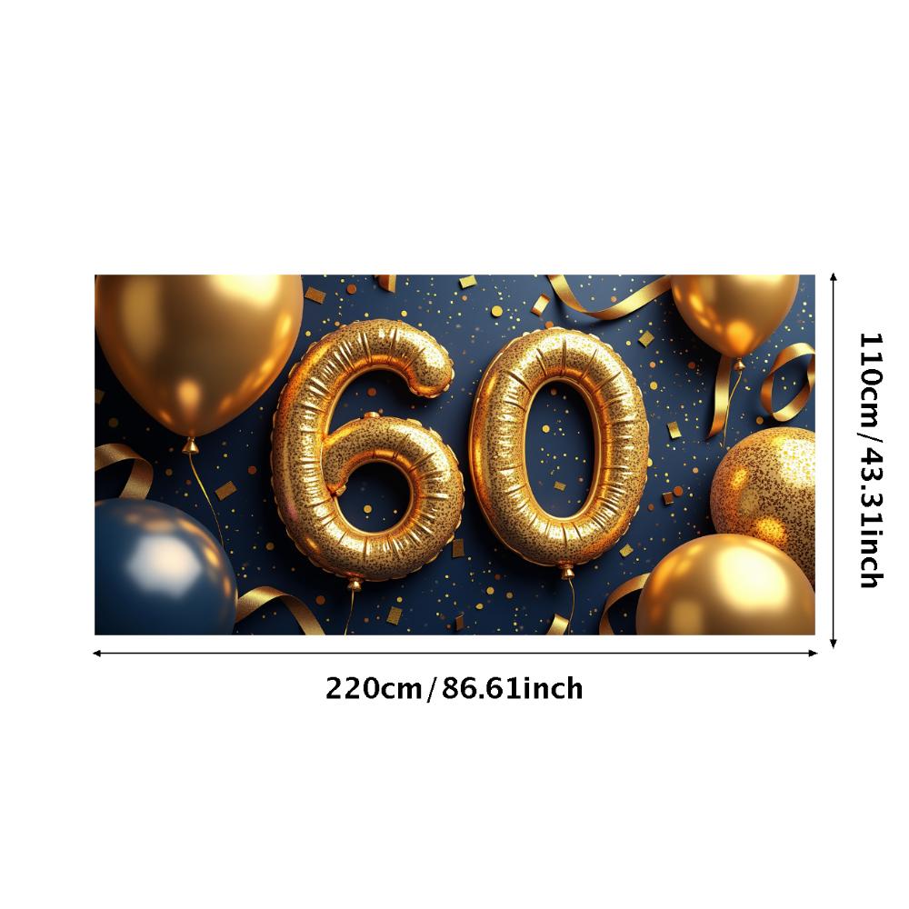 60th Anniversary Banner Cheers to 60 Years Backdrop Glitter Party Decoration Birthday Wedding Event Photography Background Props