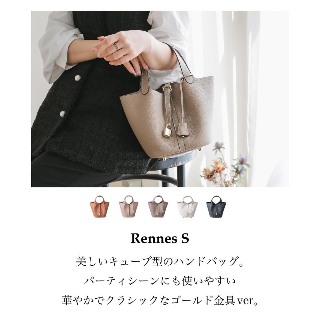 Золотая фурнитура RENNES Сумка из натуральной кожи, размер S, имитация вязаной крючком сумки для взрослых [La Closet] вер.. кубовидный женский RENNES-S2 (серый)