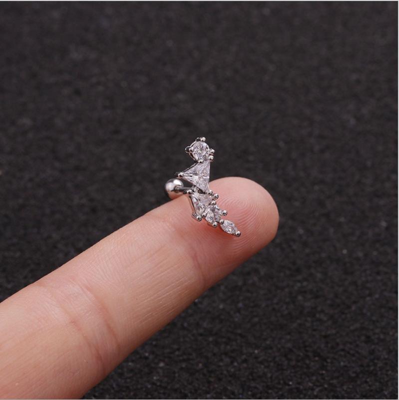 1 шт. новые серьги-гвоздики из нержавеющей стали с изображением листьев и звезд, блестящие серьги-гвоздики для ушей с кубическим цирконием, ювелирные изделия для пирсинга