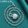 URMYLADY 925 Sterling Silver Heart Zircon Pendant Necklace For Women Wedding Party Fashion Jewelry