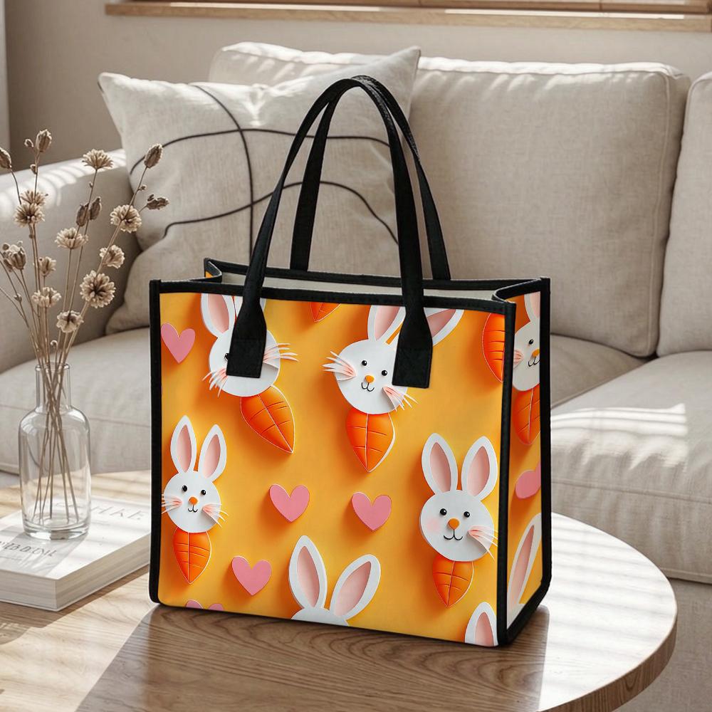 Cute Rabbit Pattern Large Capacity Daily Tote Bag Fashionable Casual Portable Reusable Handbag For Women