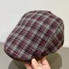 Японская нишевая клетчатая кепка женская ретро лицо маленькая передняя шляпа повседневная универсальная уличная фото берет тренд
