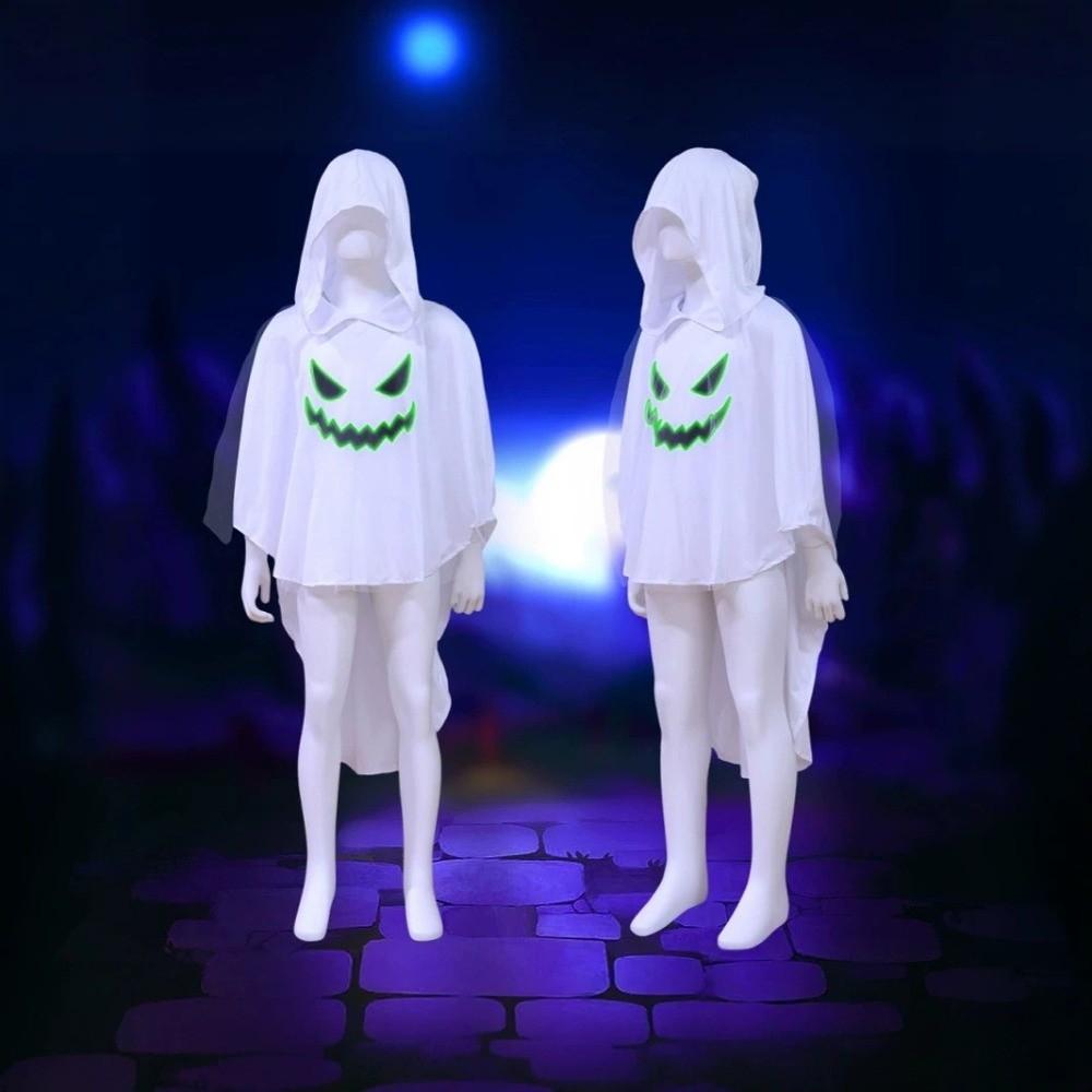 Glow In The Dark Kids Hooded Cape Drop Shoulder Halloween Cosplay Costume Trick Or Treat