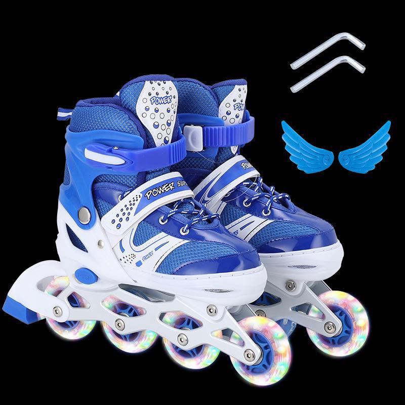 Регулируемые детские роликовые коньки - полный комплект, цветной