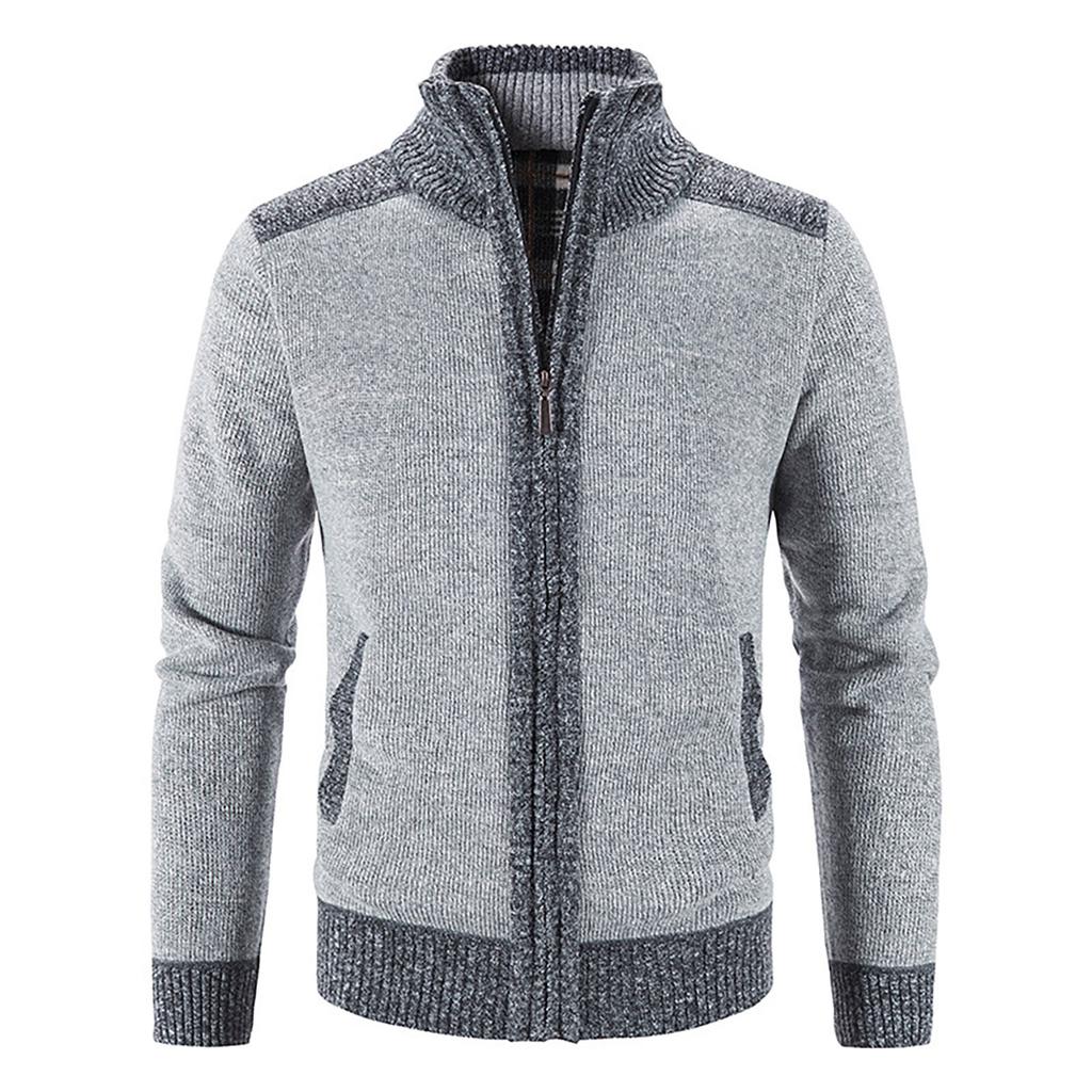 Men's Casual Autumn Winter Zipper Sweater Stand Collar  Cardigan Tops Sweater Blouse Coat
