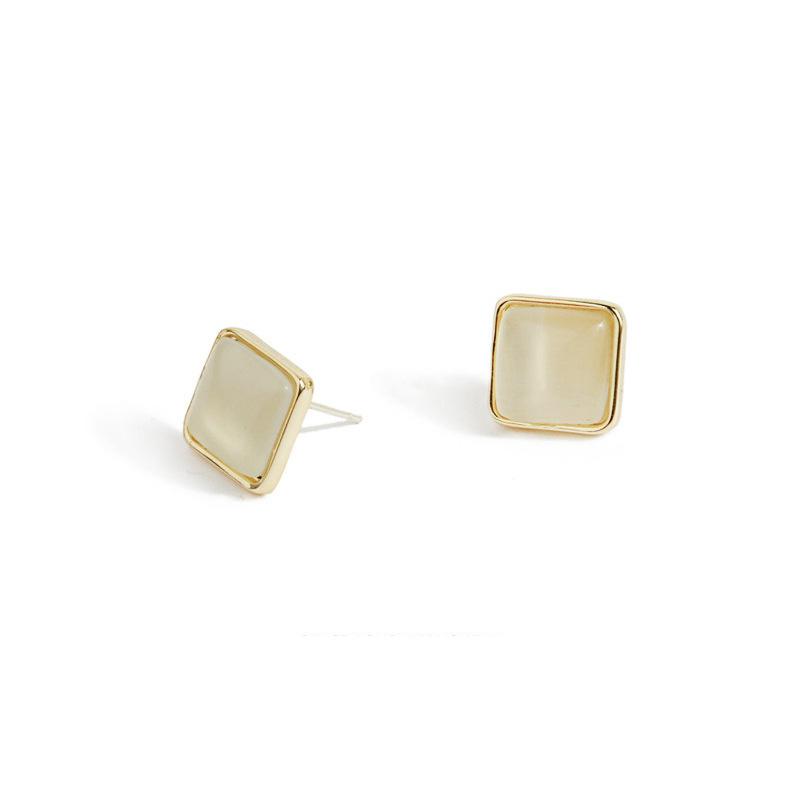 S925 silver needle opal stud earrings femininity geometric love premium earrings ins style Korean earrings collection
