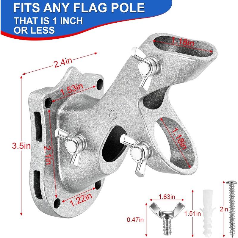 Flag Pole Holder for Outside House, Heavy Duty 1" Flag Pole Mounting Bracket, Aluminum Rustproof Flagpole Bracket Wall Mount with Stainless Hardware